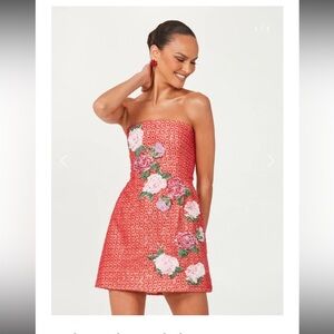 HELSI Frida Strapless Beaded Floral Appliqué Mini Dress- Med